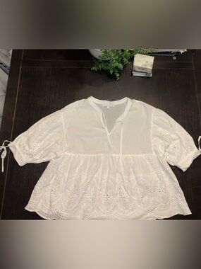 Sugarlips White Eyelet Peasant Tunic